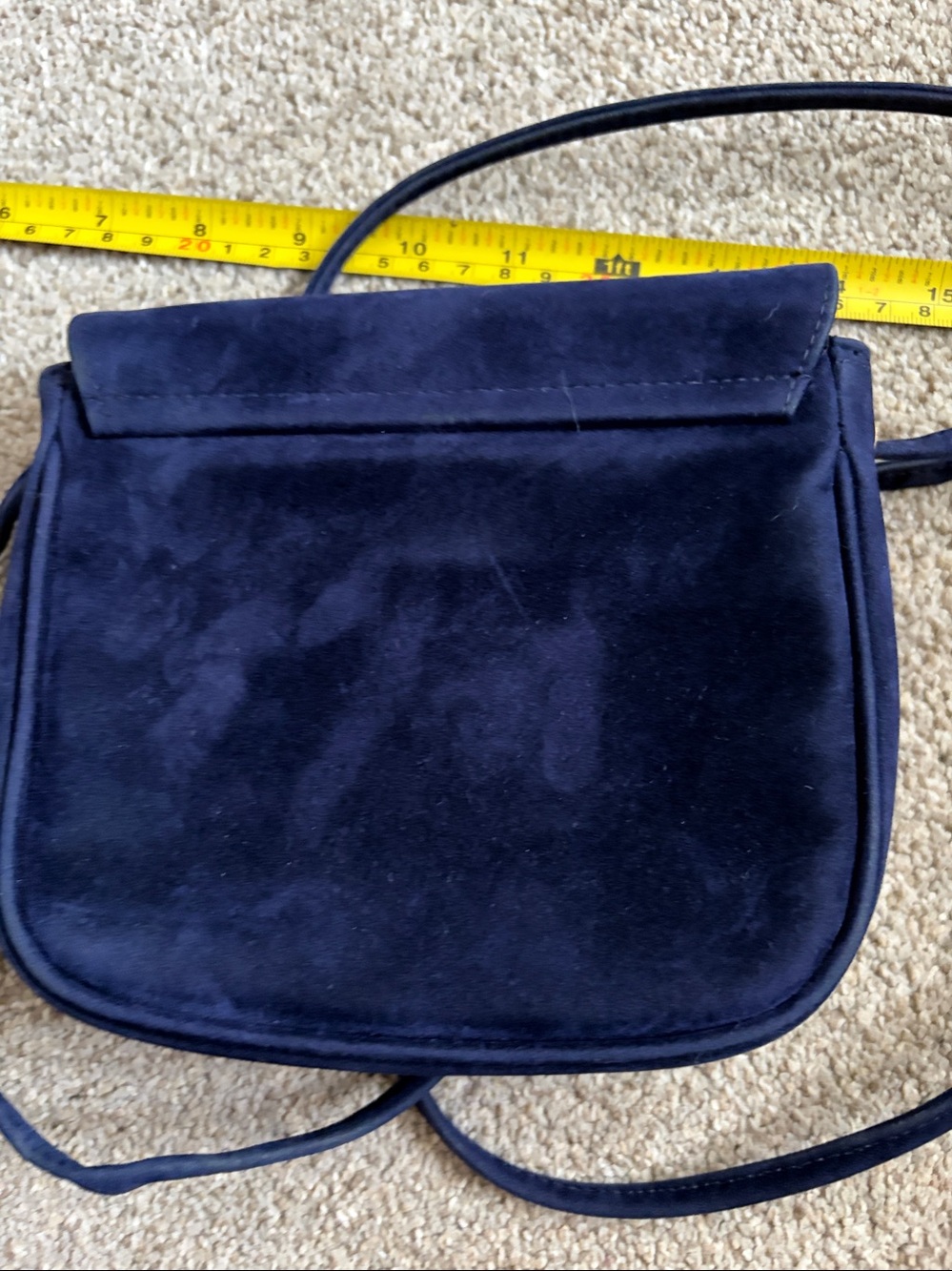 Navy Suede Small Crossbody Bag - Classic Woven Front - Picture 4 of 5